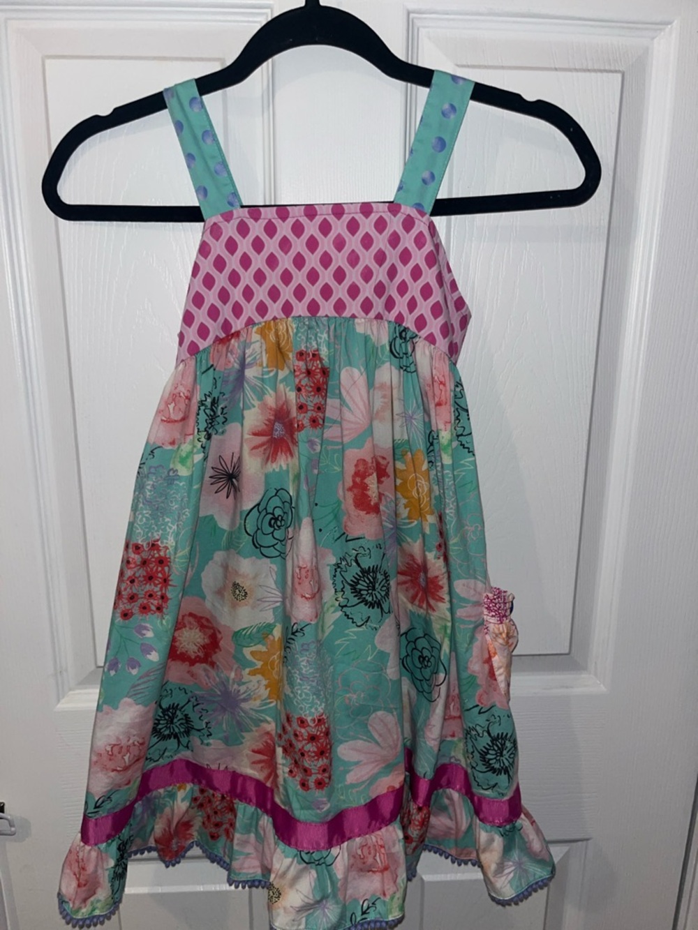 Matilda Jane Aqua Floral Pink Accents Girls Sundress